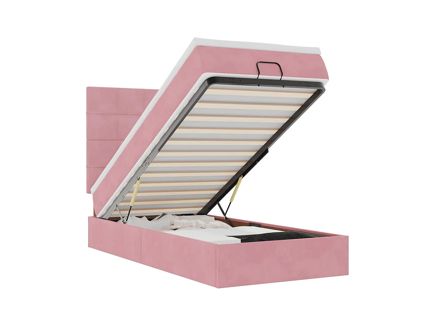 Ottoman bed met matrassen 100x200cm fluweel roze