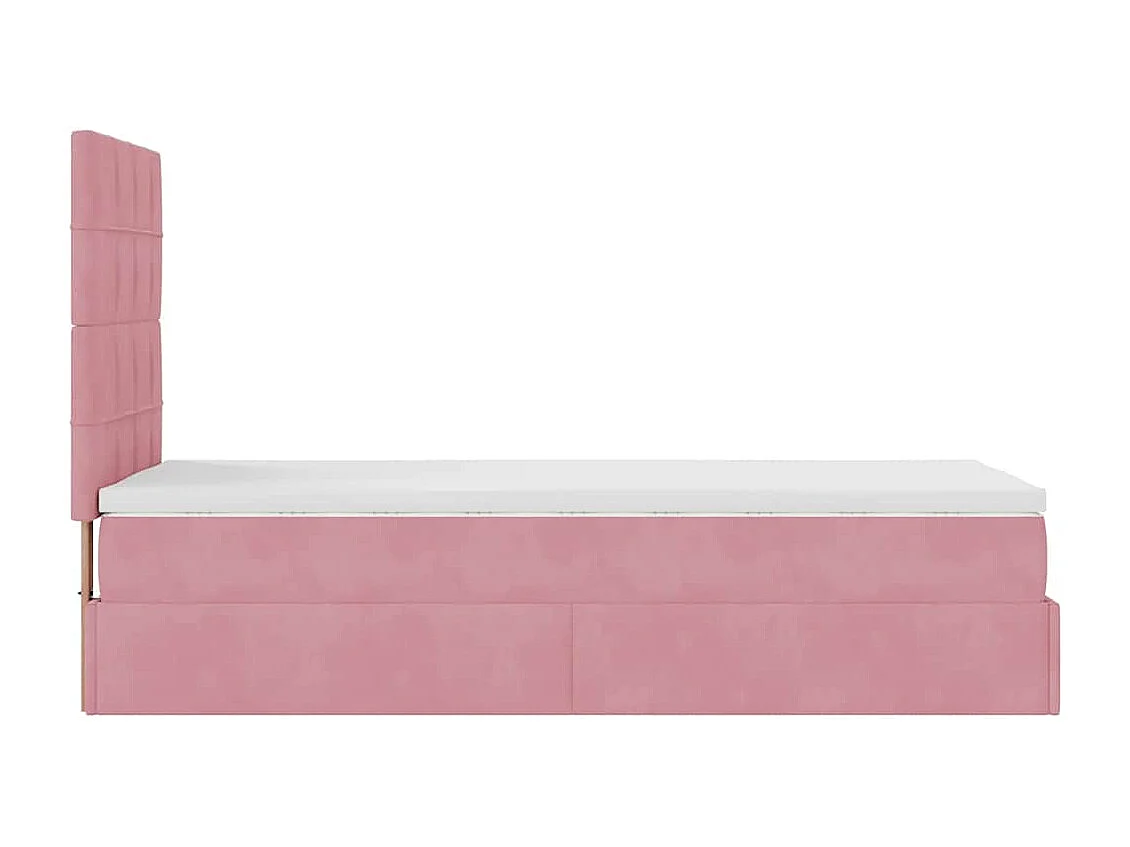 Ottoman bed met matrassen 100x200cm fluweel roze