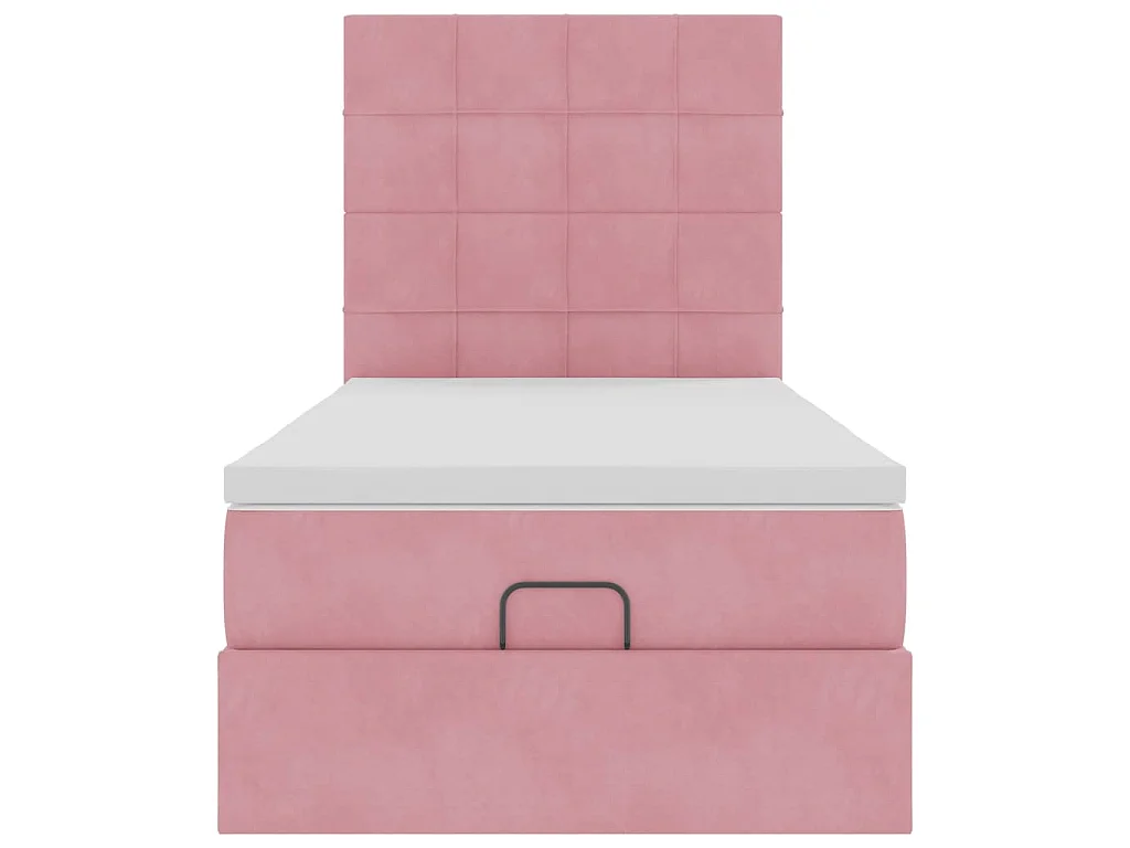 Ottoman bed met matrassen 100x200cm fluweel roze
