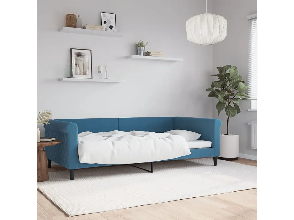 Lit de repos sans matelas bleu 100x200 cm velours