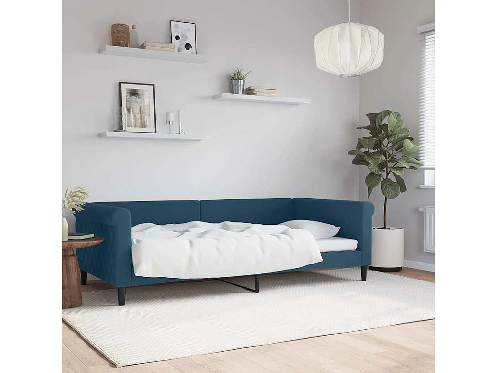 Lit de repos sans matelas bleu 100x200 cm velours