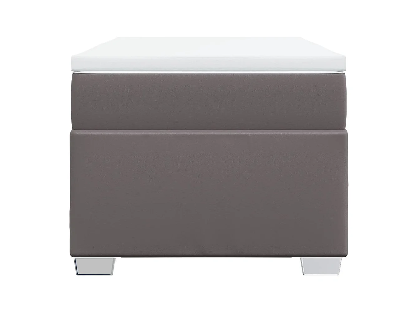 Cama box spring con colchón cuero sintético gris 100x200 cm