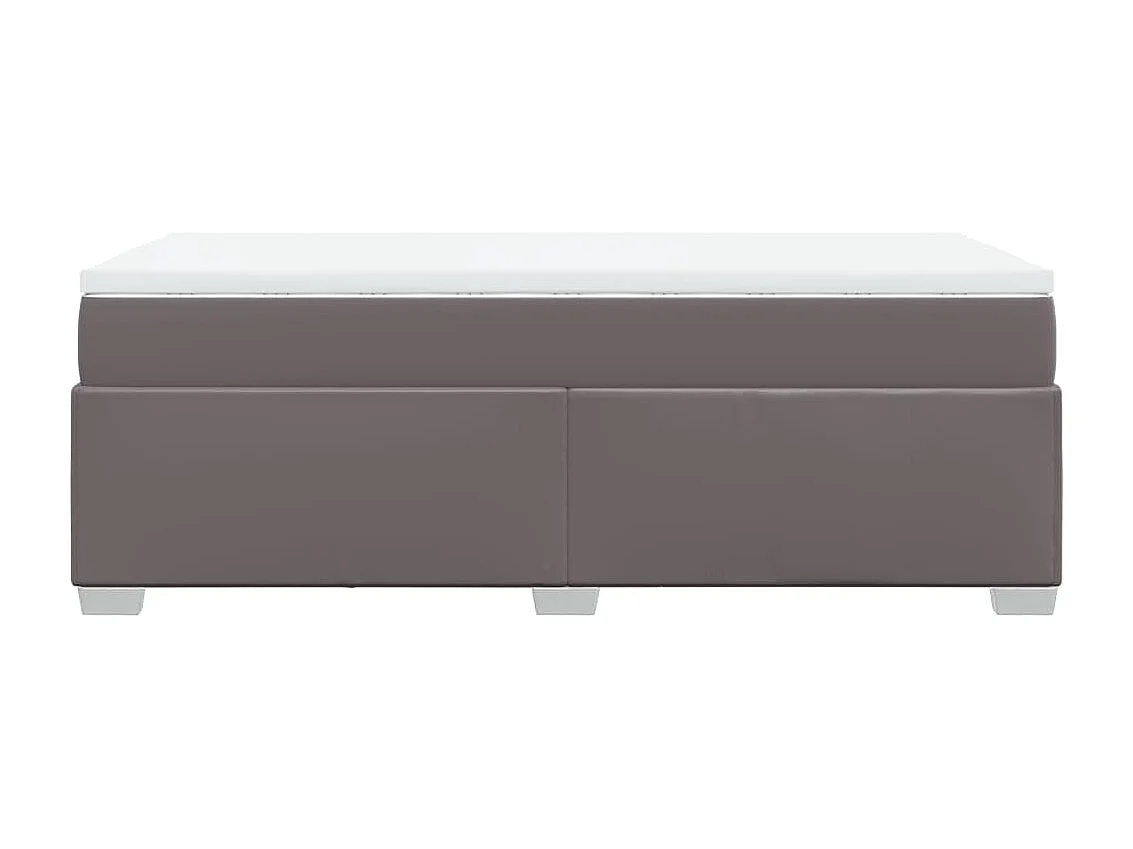 Cama box spring con colchón cuero sintético gris 100x200 cm