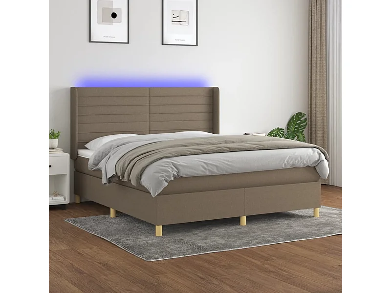 Boxspringbett mit Matratze & LED Taupe 160x200 cm Stoff