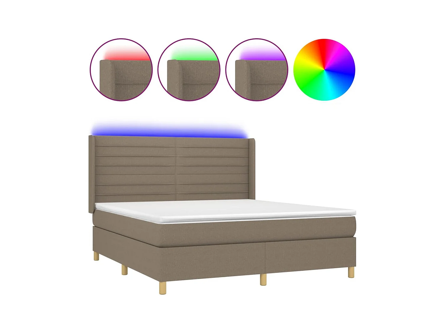 Boxspringbett mit Matratze & LED Taupe 160x200 cm Stoff