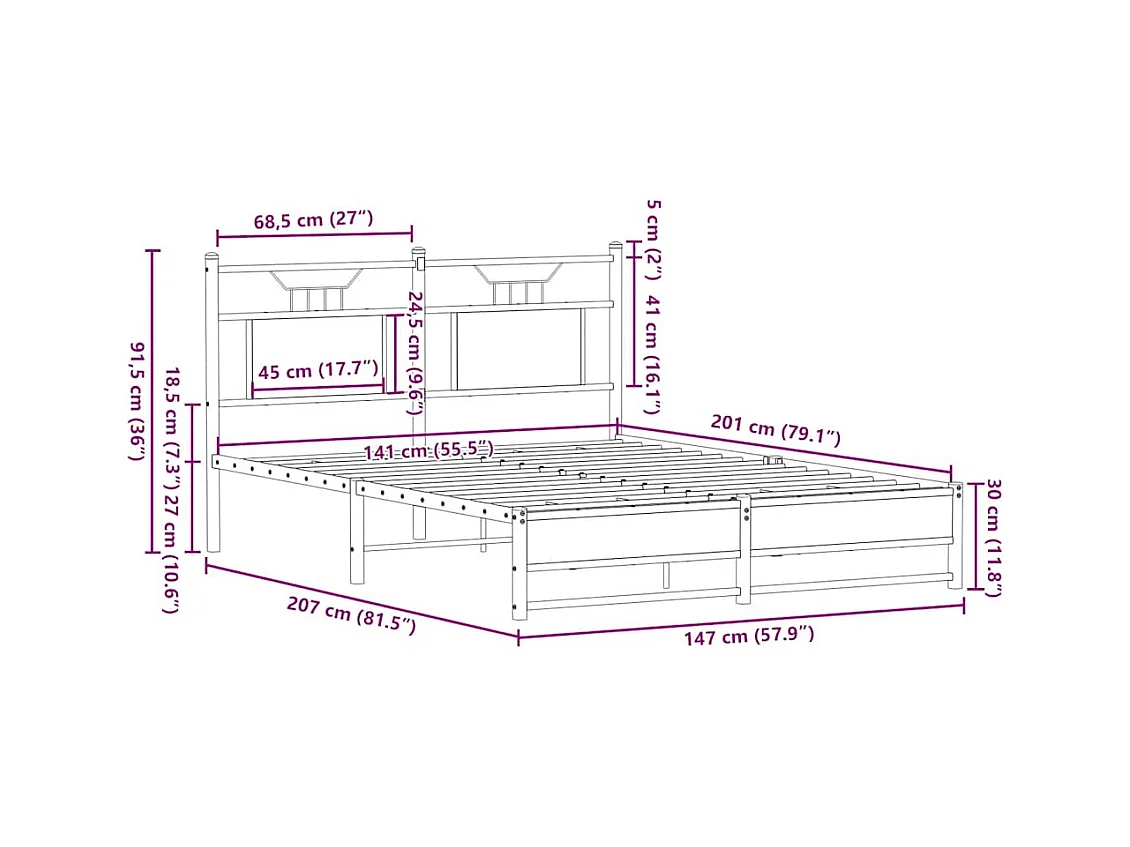 Giroletto senza Materasso Rovere Sonoma 140x200cm in Truciolato