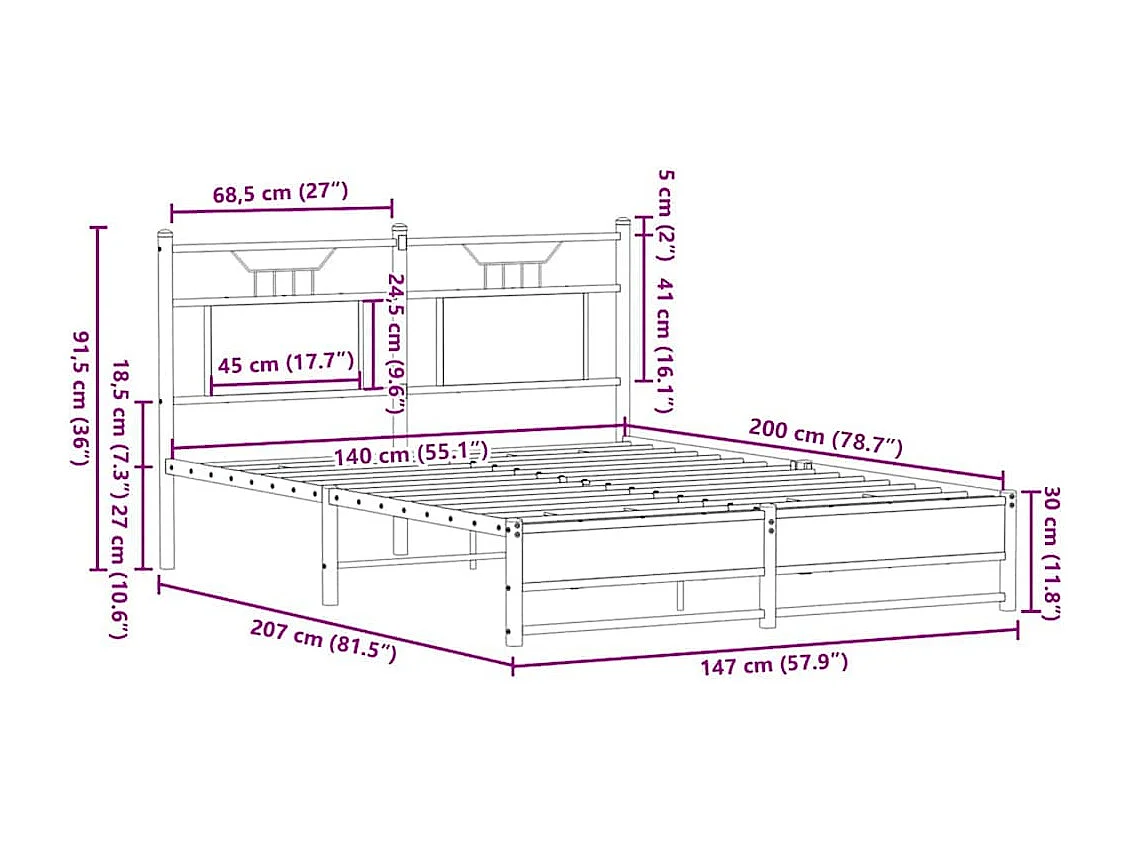 Estrutura cama s/ colchão derivados de madeira carvalho sonoma