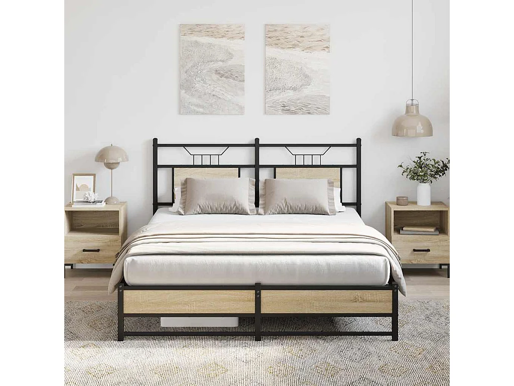 Estrutura cama s/ colchão derivados de madeira carvalho sonoma