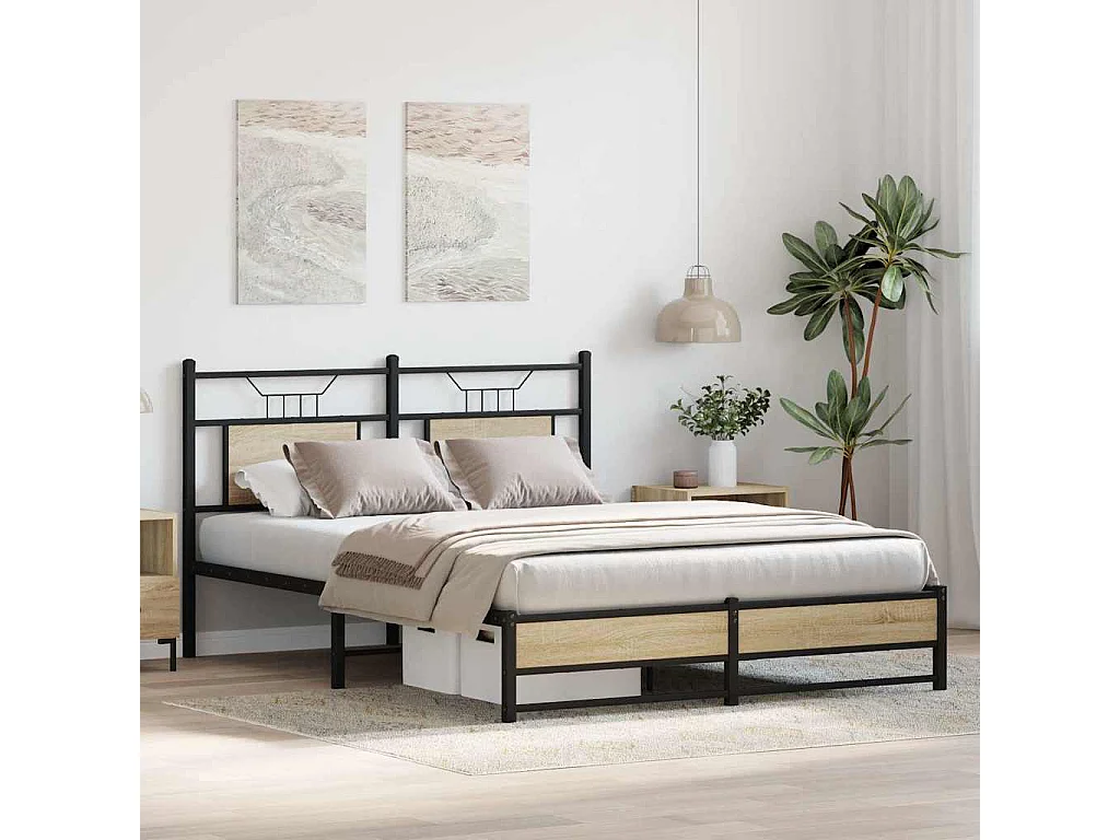 Cadre de lit sans matelas chêne sonoma 140x200 cm