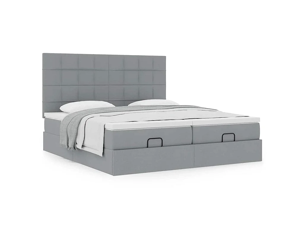 Estructura de cama otomana colchones tela gris claro 160x200cm