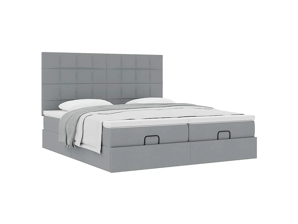 Estructura de cama otomana colchones tela gris claro 160x200cm
