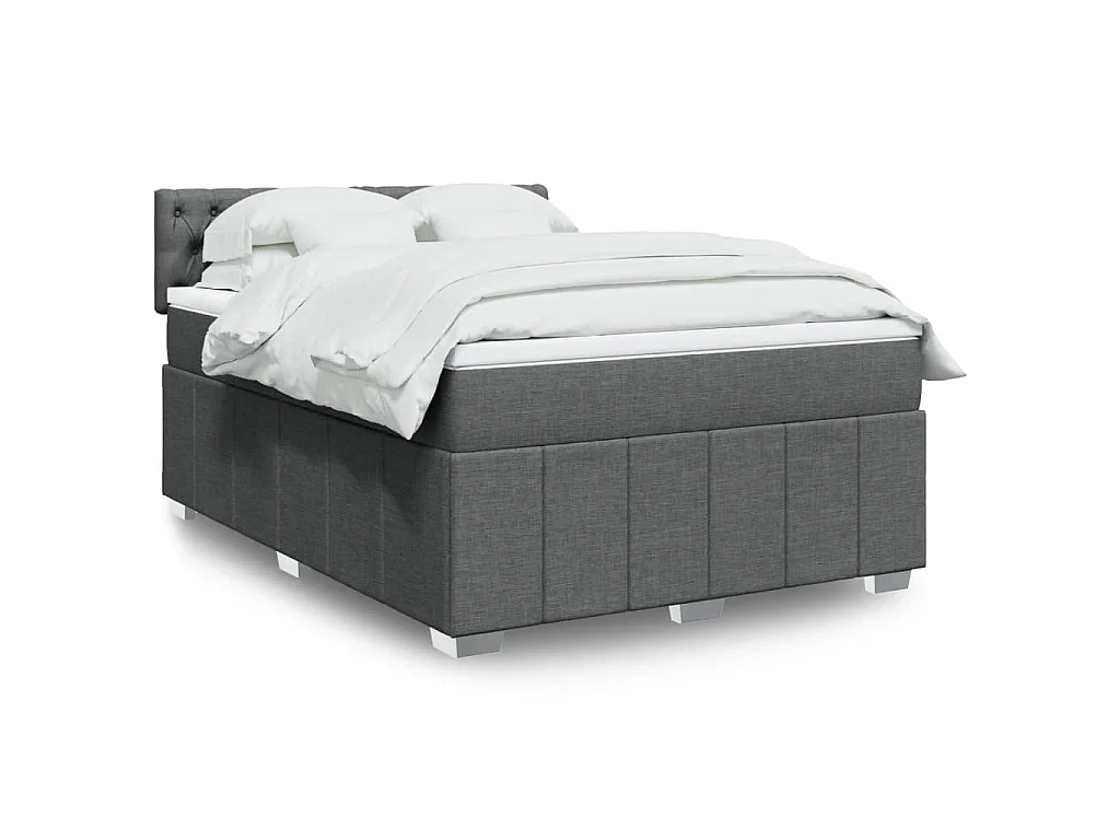 Cama box spring con colchón tela gris oscuro 160x200 cm