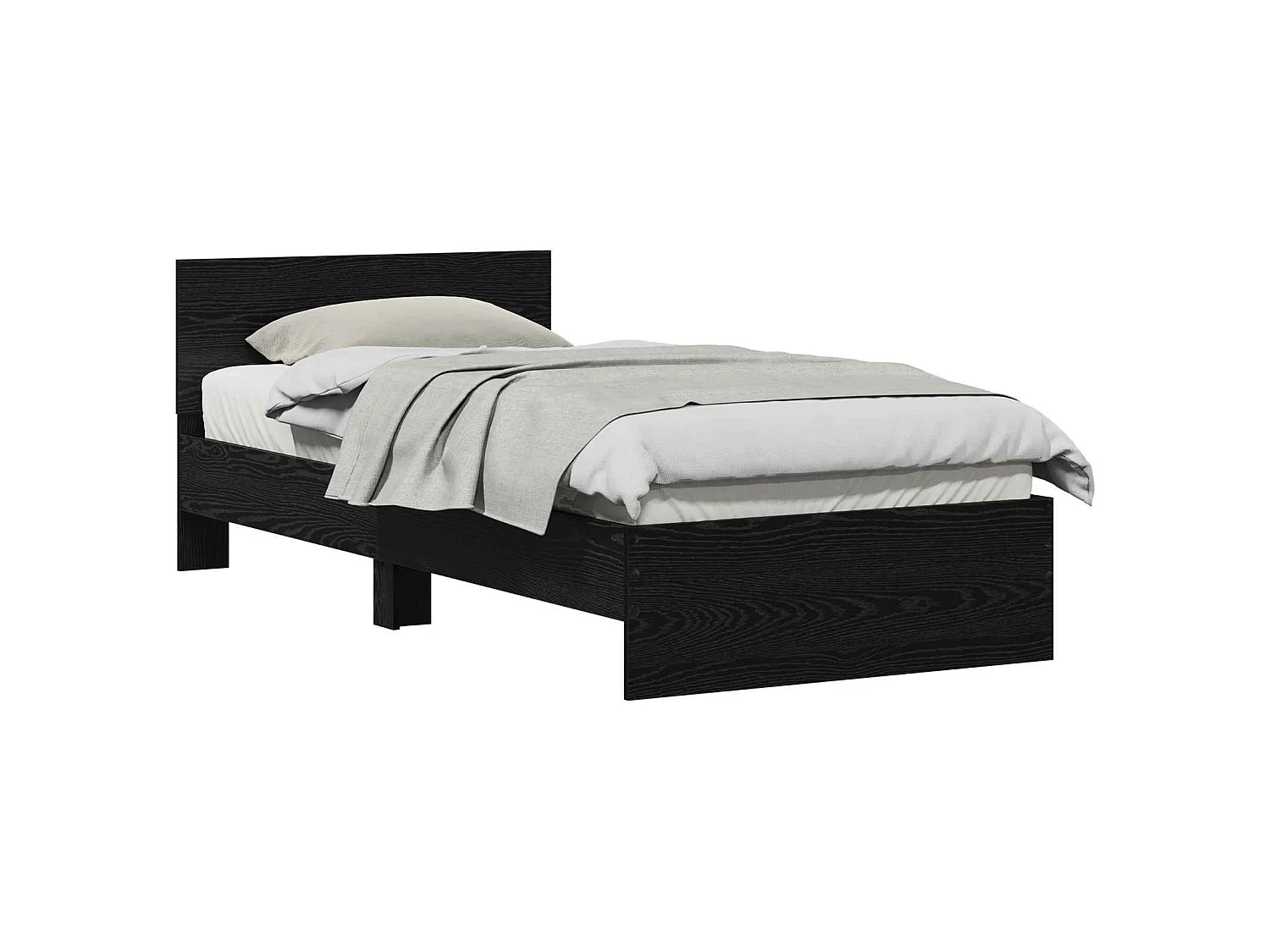Struttura letto con testata Rovere Nero 90 x 200 cm
