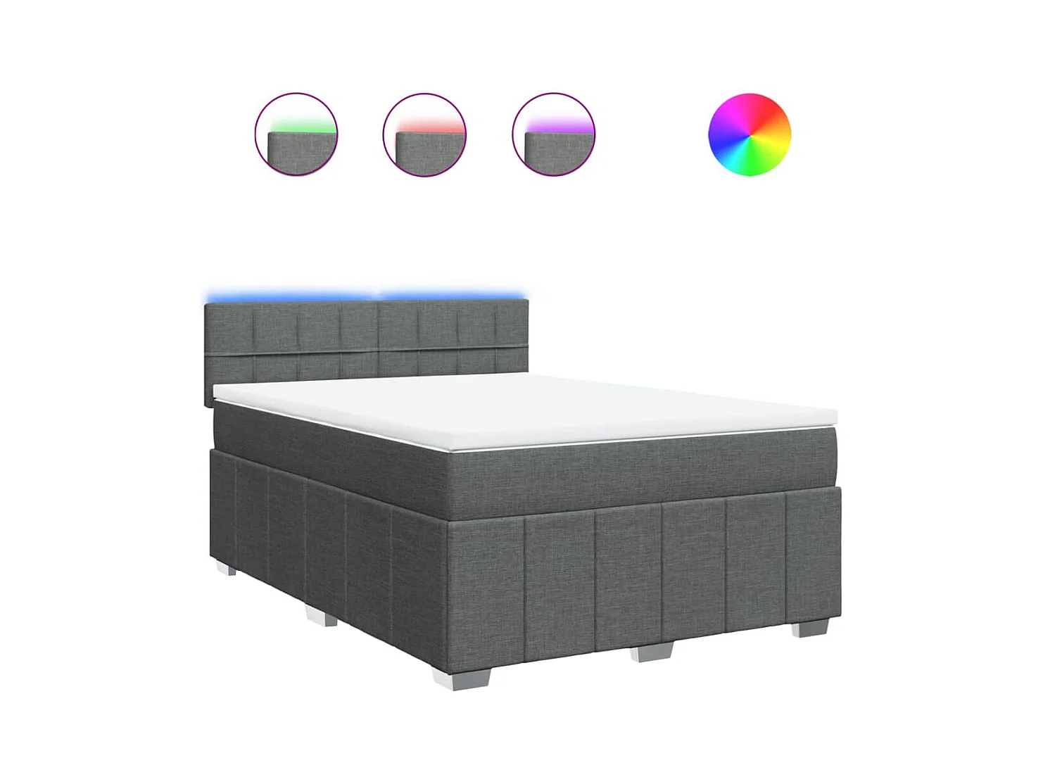 Sommier à lattes de lit avec matelas Gris foncé 140x200cm Tissu