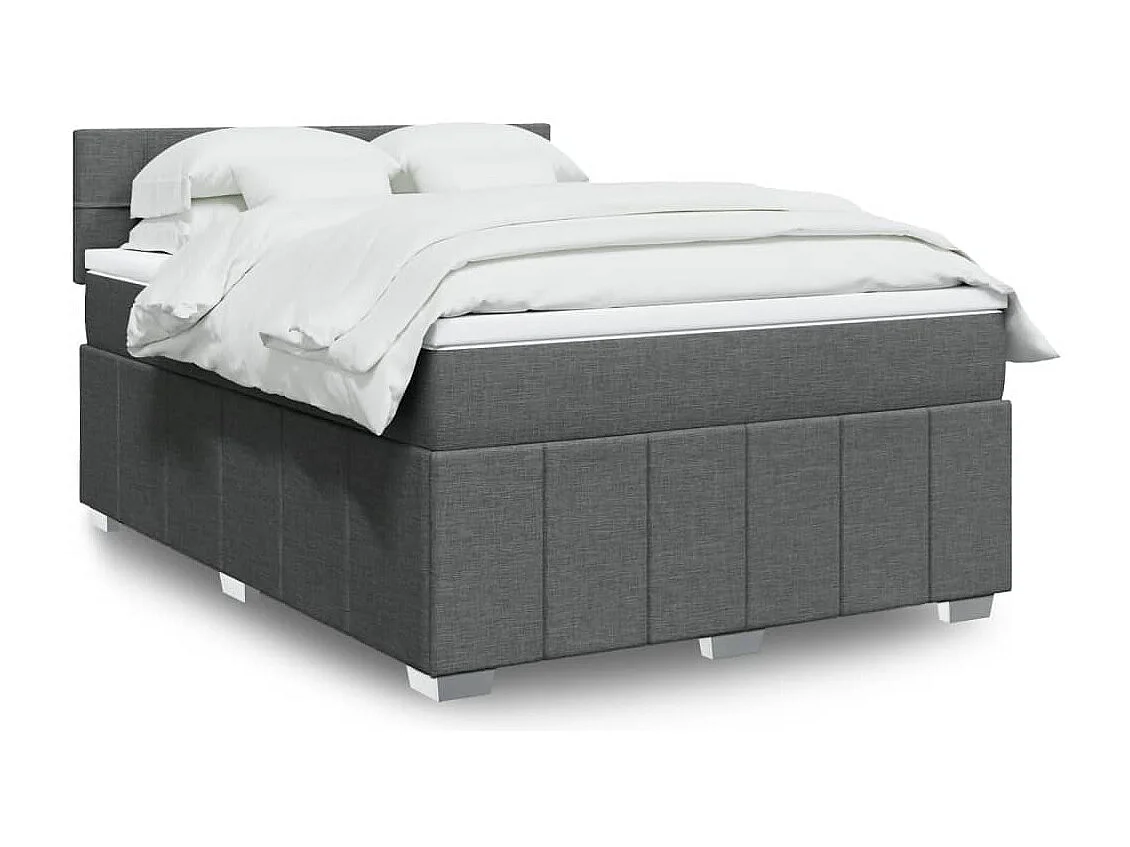 Boxspring met matras stof donkergrijs 140x200 cm