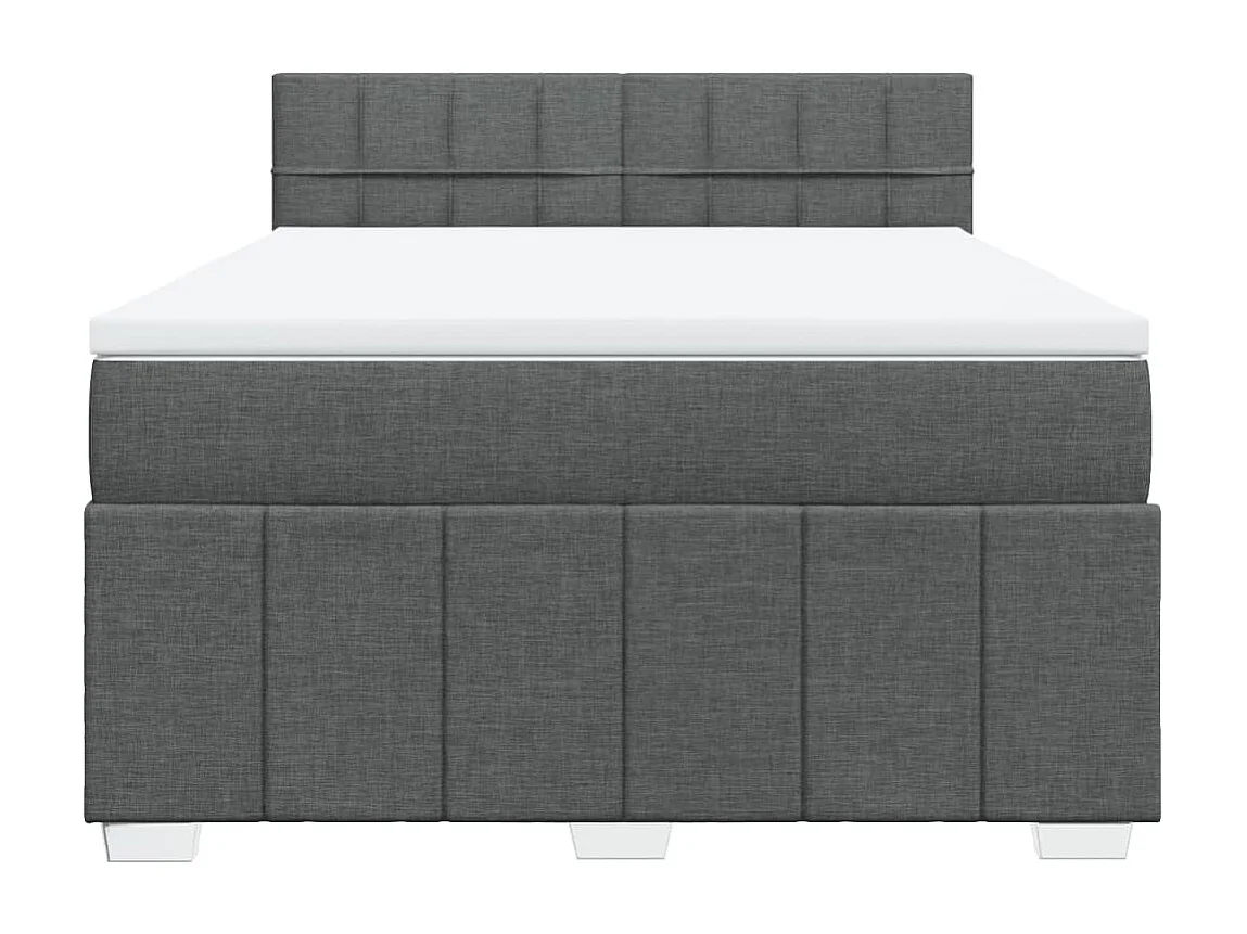 Boxspring met matras stof donkergrijs 140x200 cm