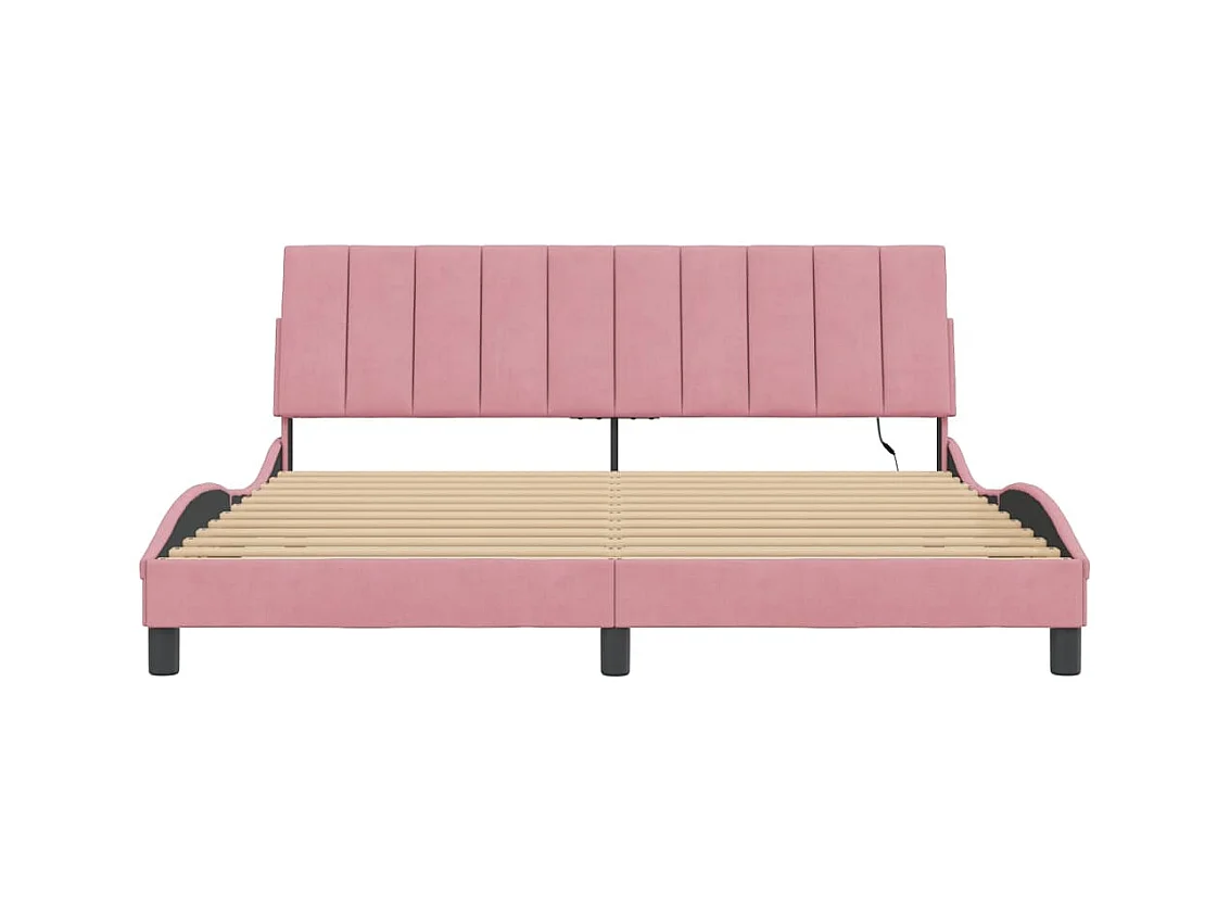 Bettgestell mit LED ohne Matratze "Hanko" Rosa 180x200 cm Samt