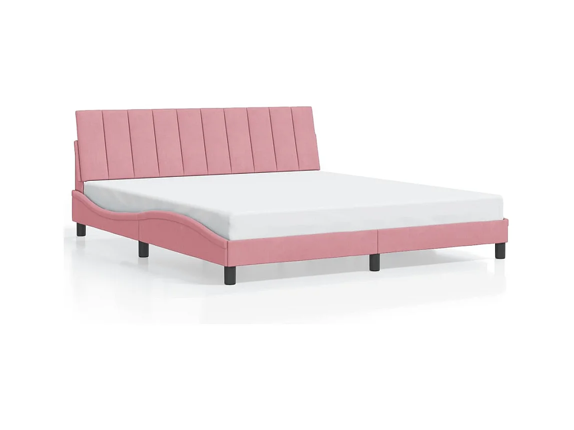 Cadre de lit avec LED sans matelas Hanko rose 180x200 cm velours