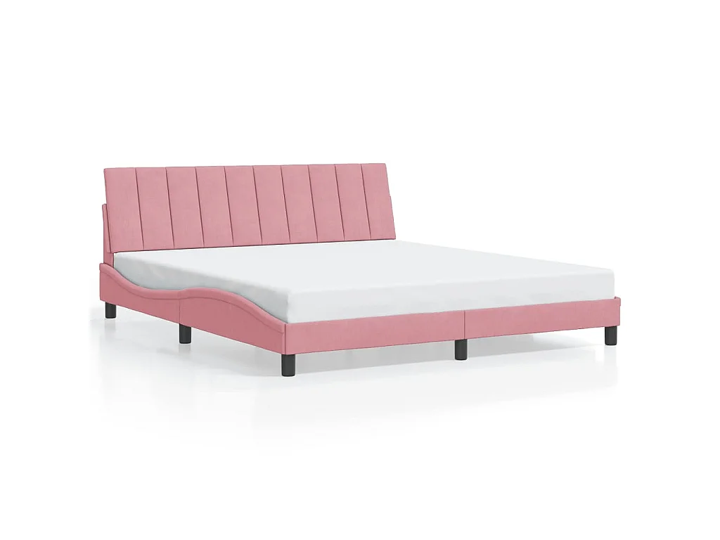 Bedframe met LED zonder matras "Hanko"  fluweel roze 180x200 cm
