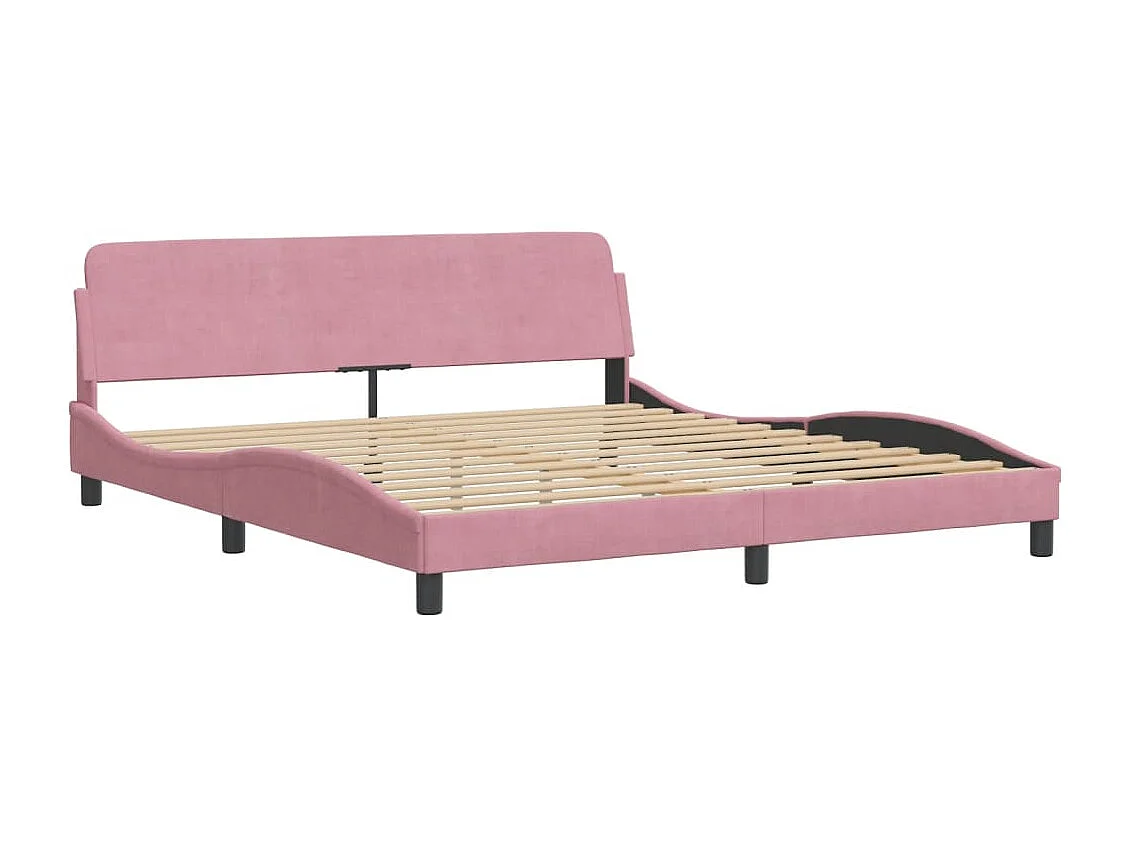 Bedframe met LED zonder matras "Hanko"  fluweel roze 180x200 cm