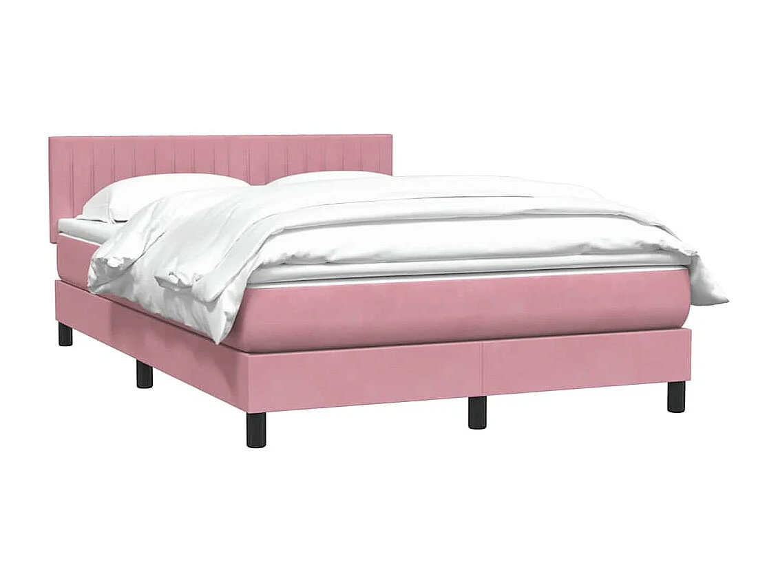 Sommier à lattes de lit avec matelas rose 140x210 cm velours