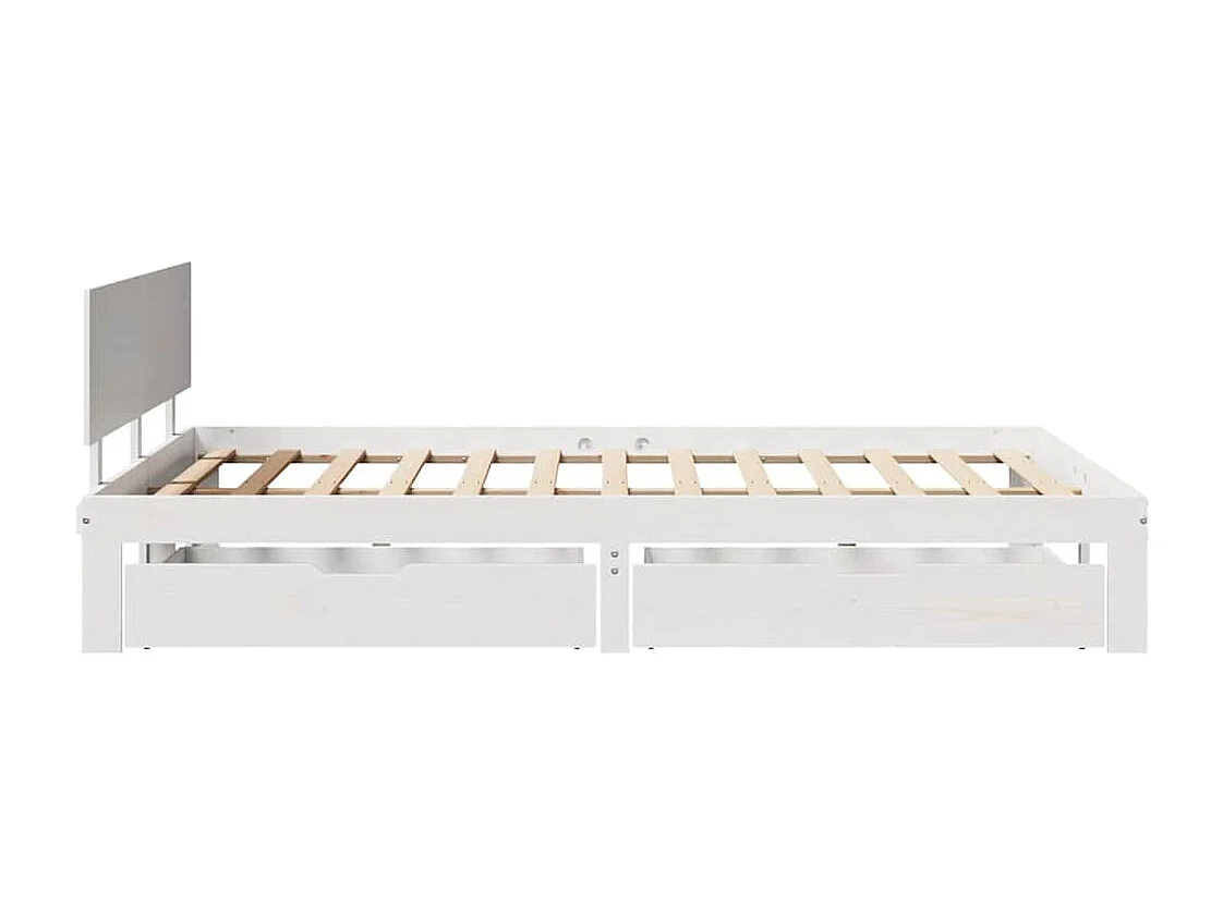 Estructura de cama con cajones madera de pino blanca 160x200 cm