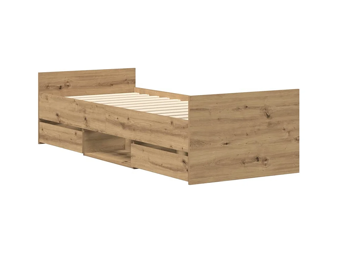 Bedframe zonder matras spaanplaat artisanaal eikenkleurig