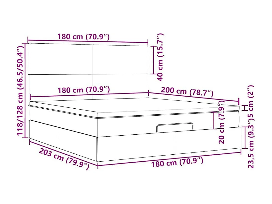 Ottoman bed met matrassen 180x200cm fluweel donkergrijs