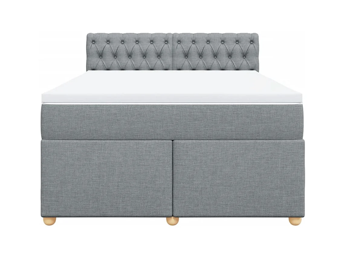 Cama box spring con colchón tela gris claro 140x200 cm