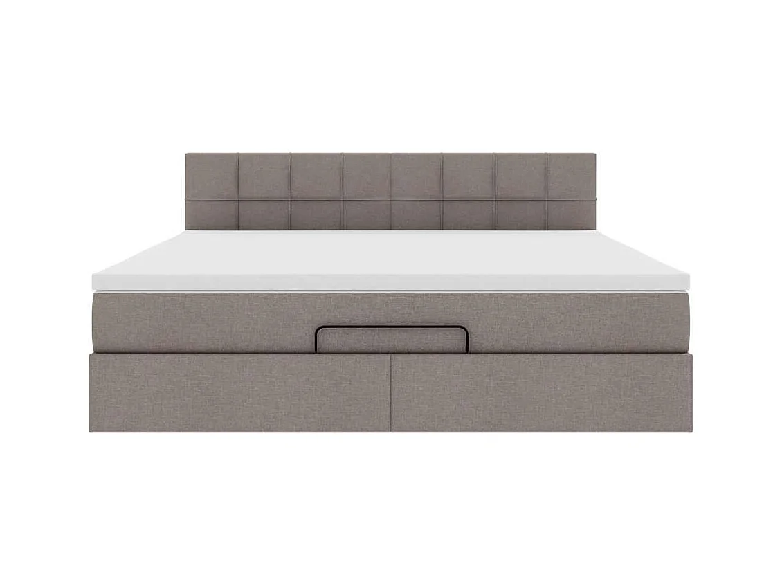 Lit ottoman avec matelas et LED Taupe 180x200cm tissu