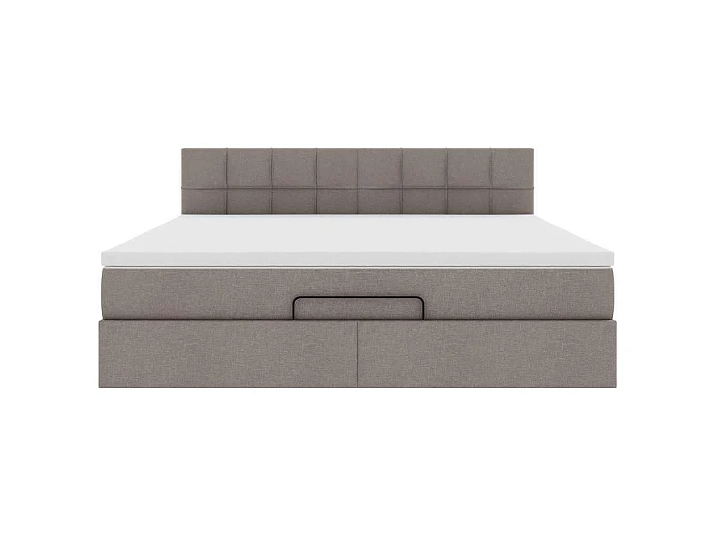 Pouf Letto con Materasso e LED Tortora 180x200cm in Tessuto
