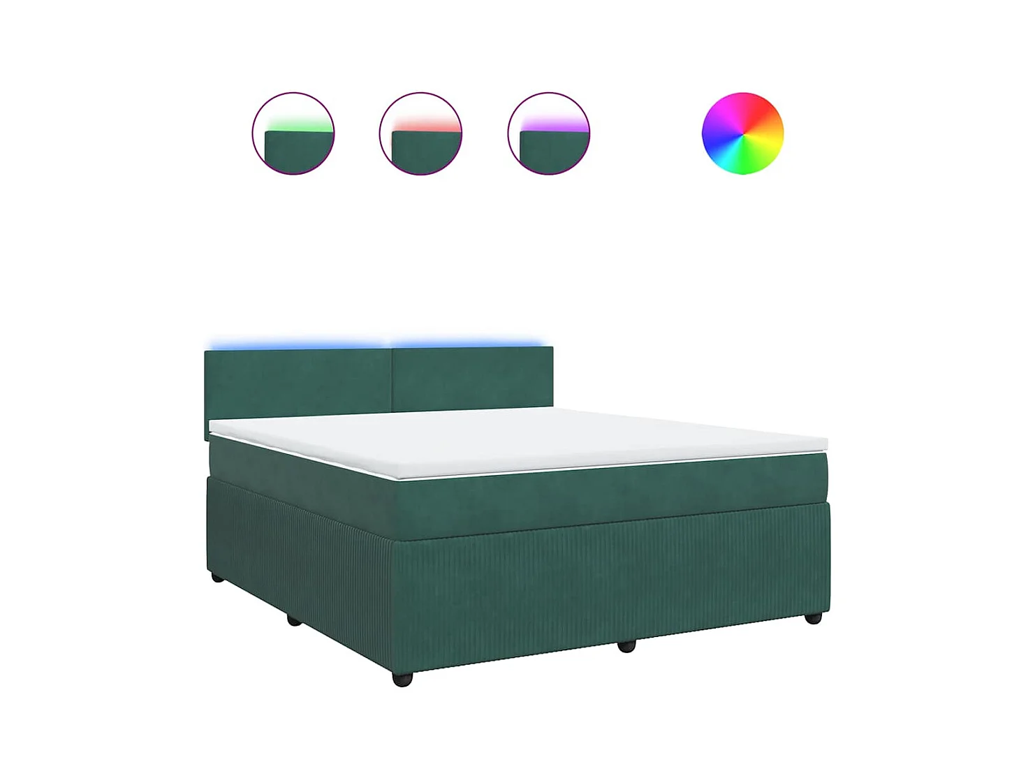 Sommier à lattes de lit et matelas Vert foncé 180x200cm Velours