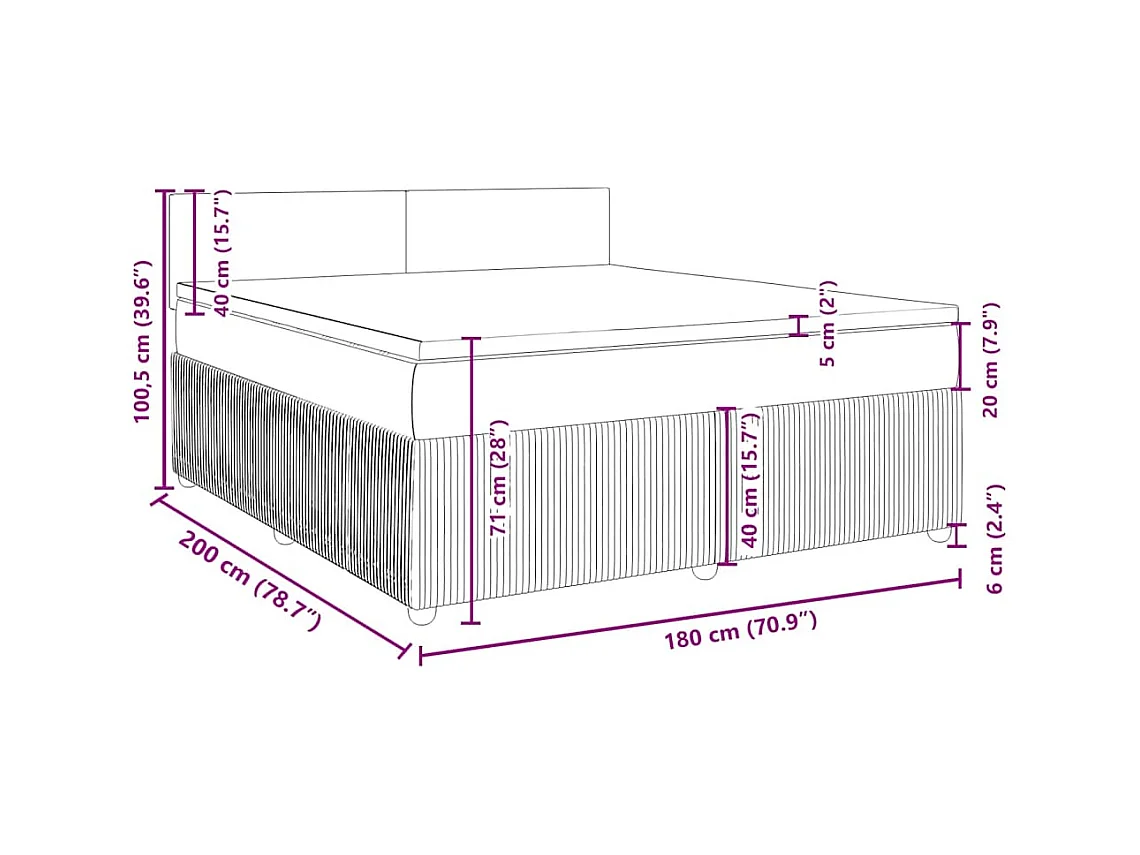 Sommier à lattes de lit et matelas Vert foncé 180x200cm Velours