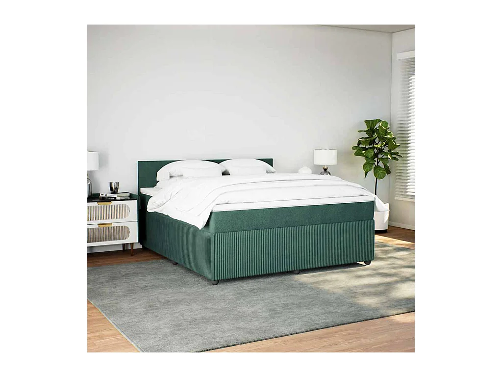 Sommier à lattes de lit et matelas Vert foncé 180x200cm Velours