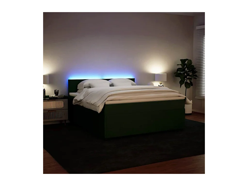 Sommier à lattes de lit et matelas Vert foncé 180x200cm Velours