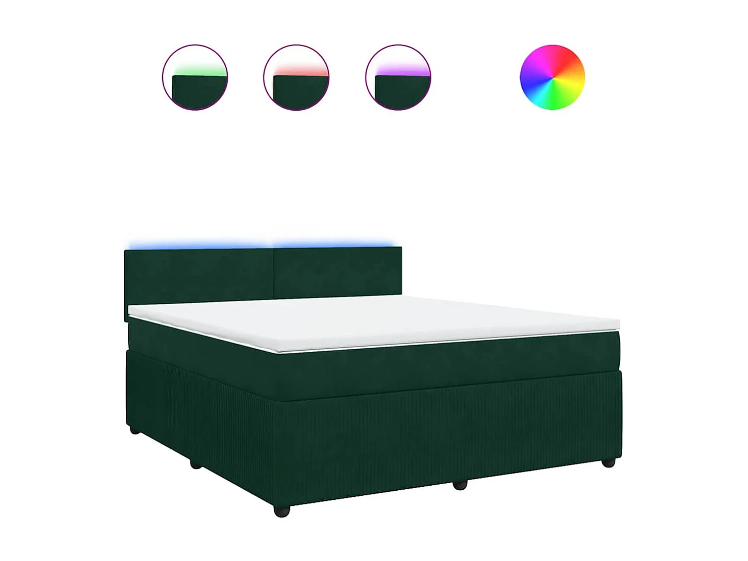 Giroletto a Molle con Materasso Verde Scuro 180x200 cm Velluto