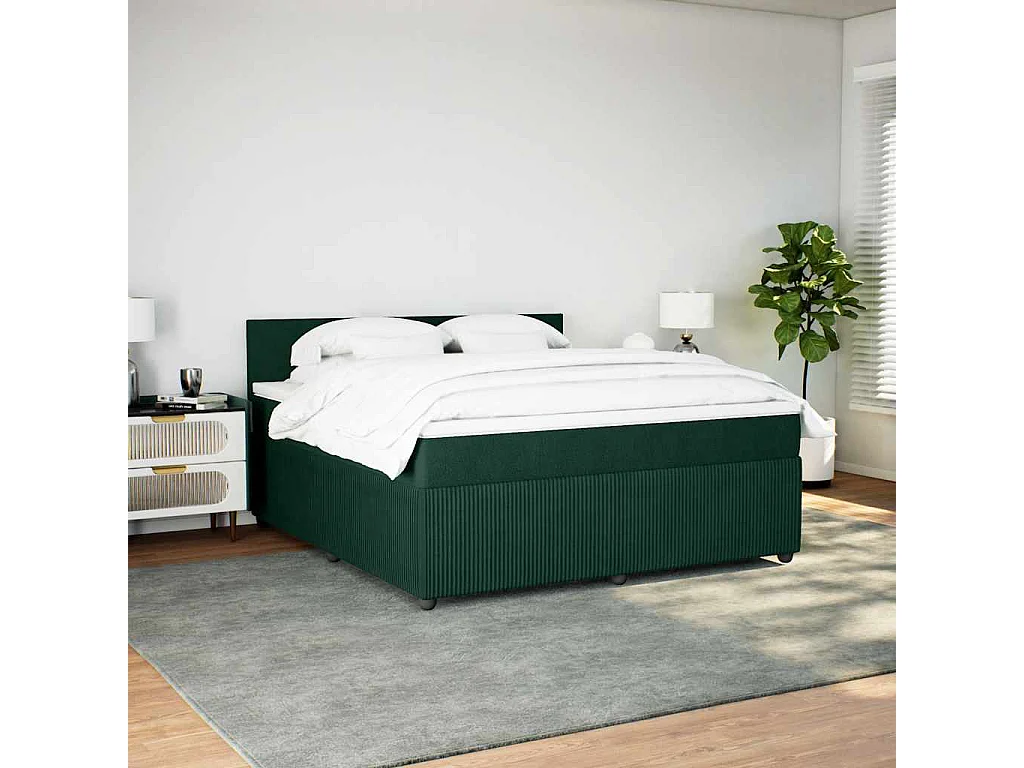 Giroletto a Molle con Materasso Verde Scuro 180x200 cm Velluto