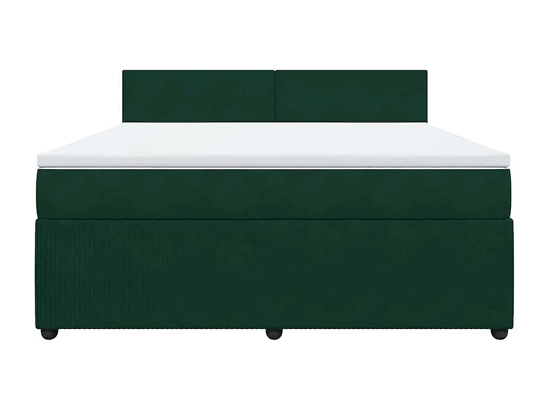 Giroletto a Molle con Materasso Verde Scuro 180x200 cm Velluto