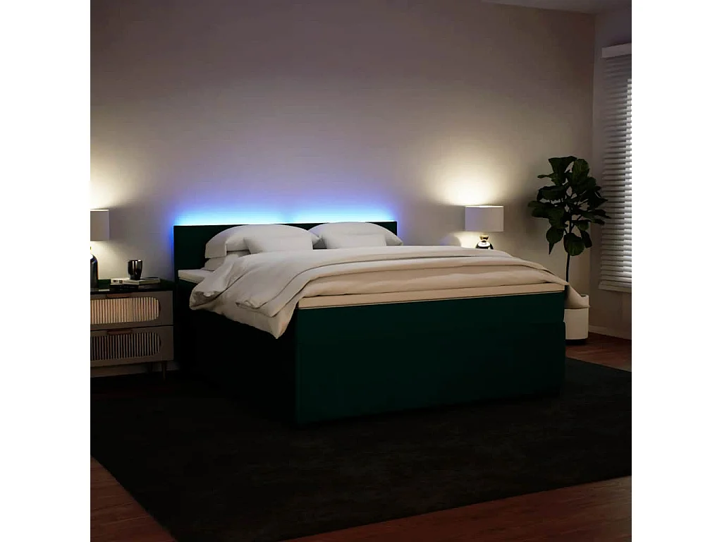 Sommier à lattes de lit et matelas Vert foncé 180x200cm Velours