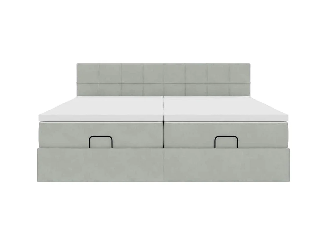 Estructura cama otomana colchones terciopelo gris claro