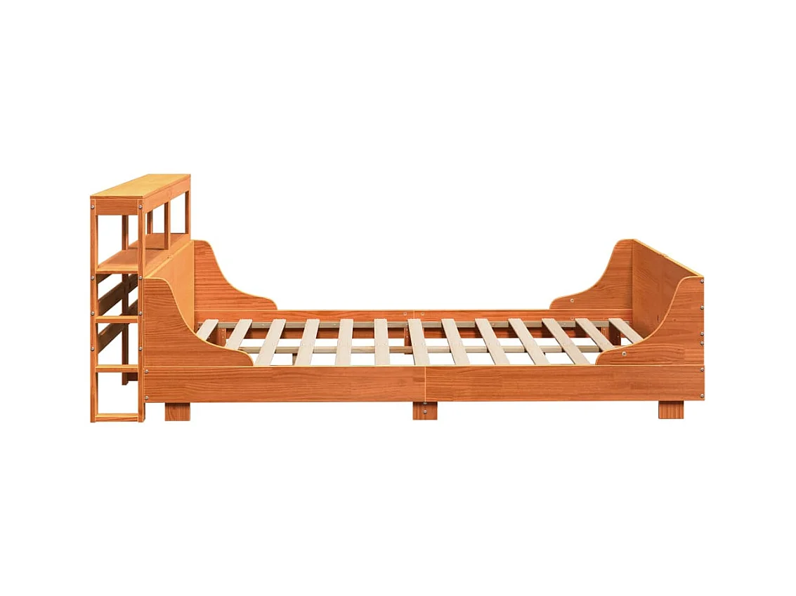 Cadre de lit sans matelas cire marron 160x200cm bois pin massif