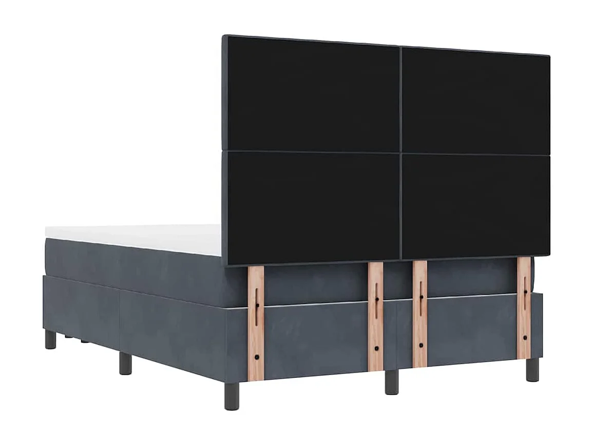 Lit à ressorts avec matelas Gris foncé 160 x 200 cm Velours
