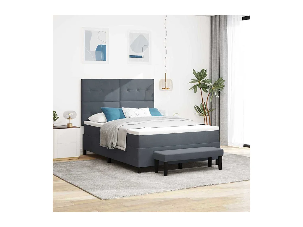 Boxspring bed met matras Donkergrijs 160 x 200 cm Fluweel