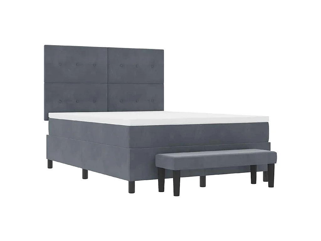 Letto a molle con cuscino Grigio scuro 200 x 160 cm Velluto