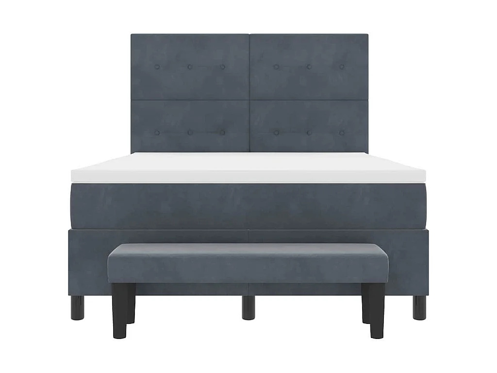 Letto a molle con cuscino Grigio scuro 200 x 160 cm Velluto