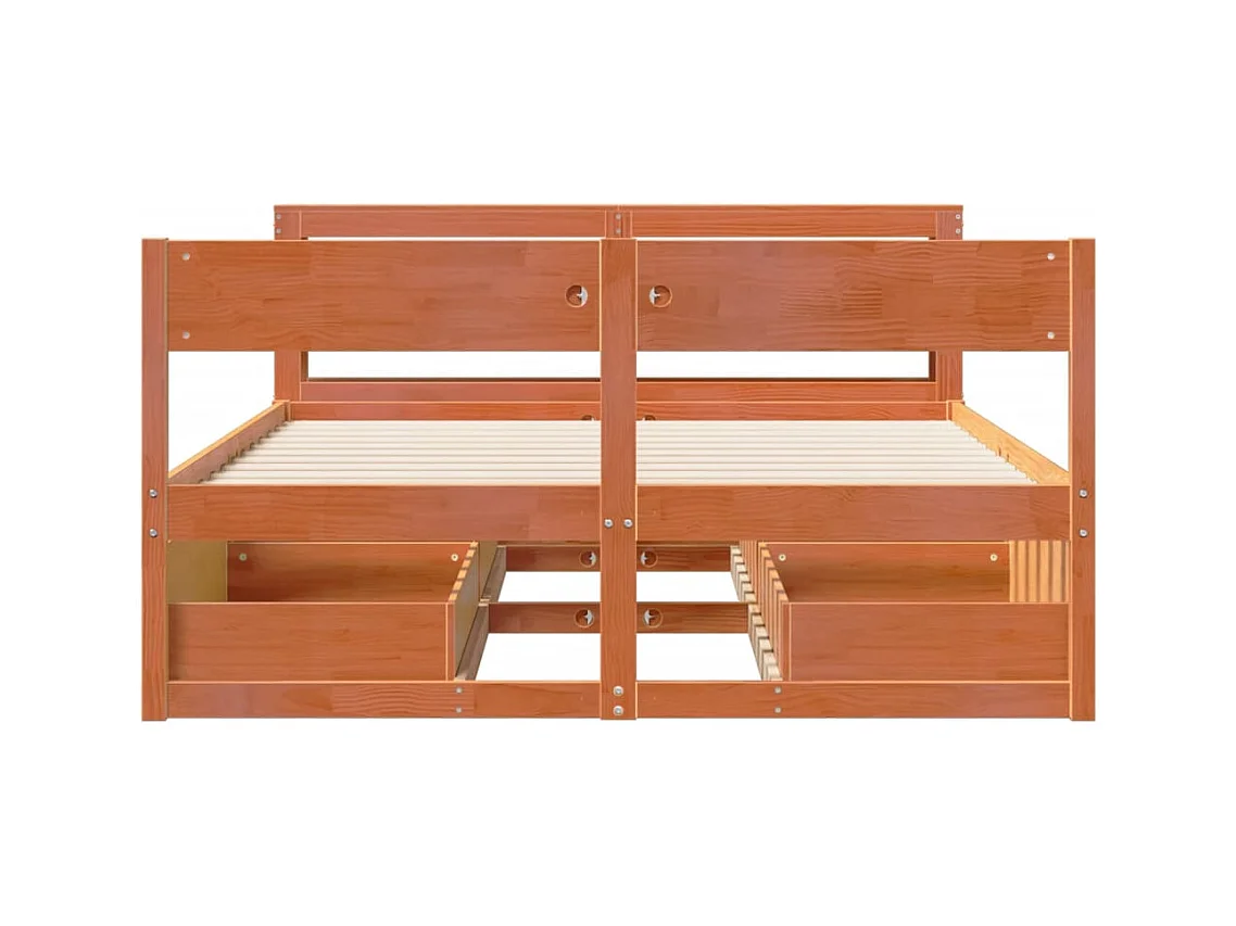 Cadre de lit sans matelas cire marron 140x190cm bois pin massif