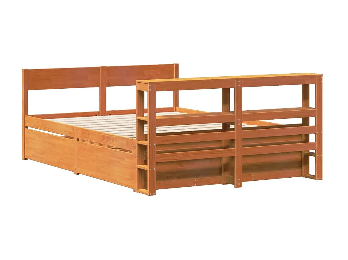 Cadre de lit sans matelas cire marron 140x190cm bois pin massif