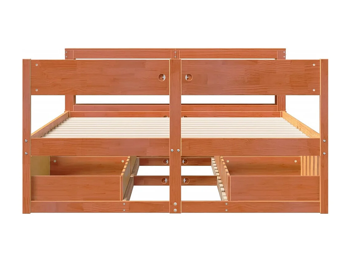 Cadre de lit sans matelas cire marron 140x190cm bois pin massif