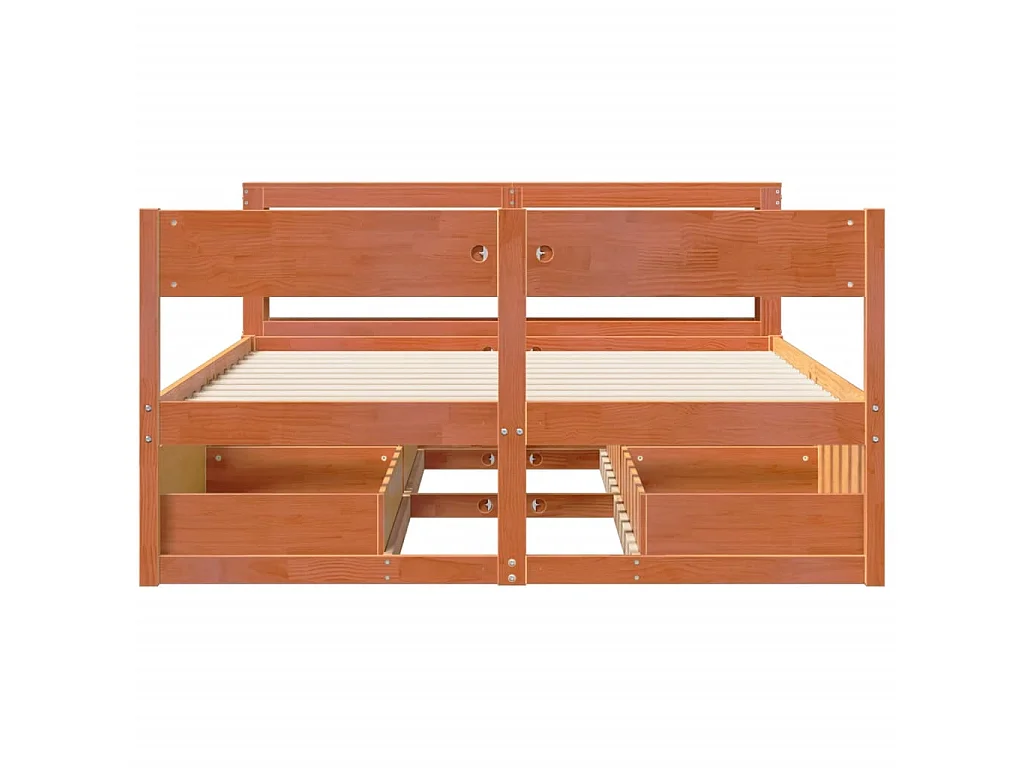 Cama sem colchão 140x190 cm pinho maciço castanho-mel