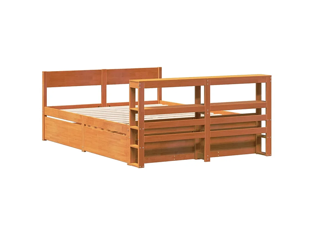 Cama sem colchão 140x190 cm pinho maciço castanho-mel